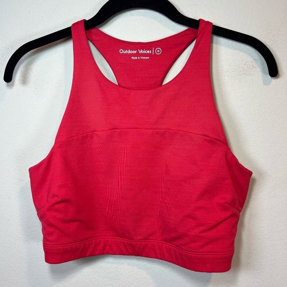 Outdoor Voices Longline Sports Bra Red  Athletic Crop Top Lined Gym Yoga  Medium